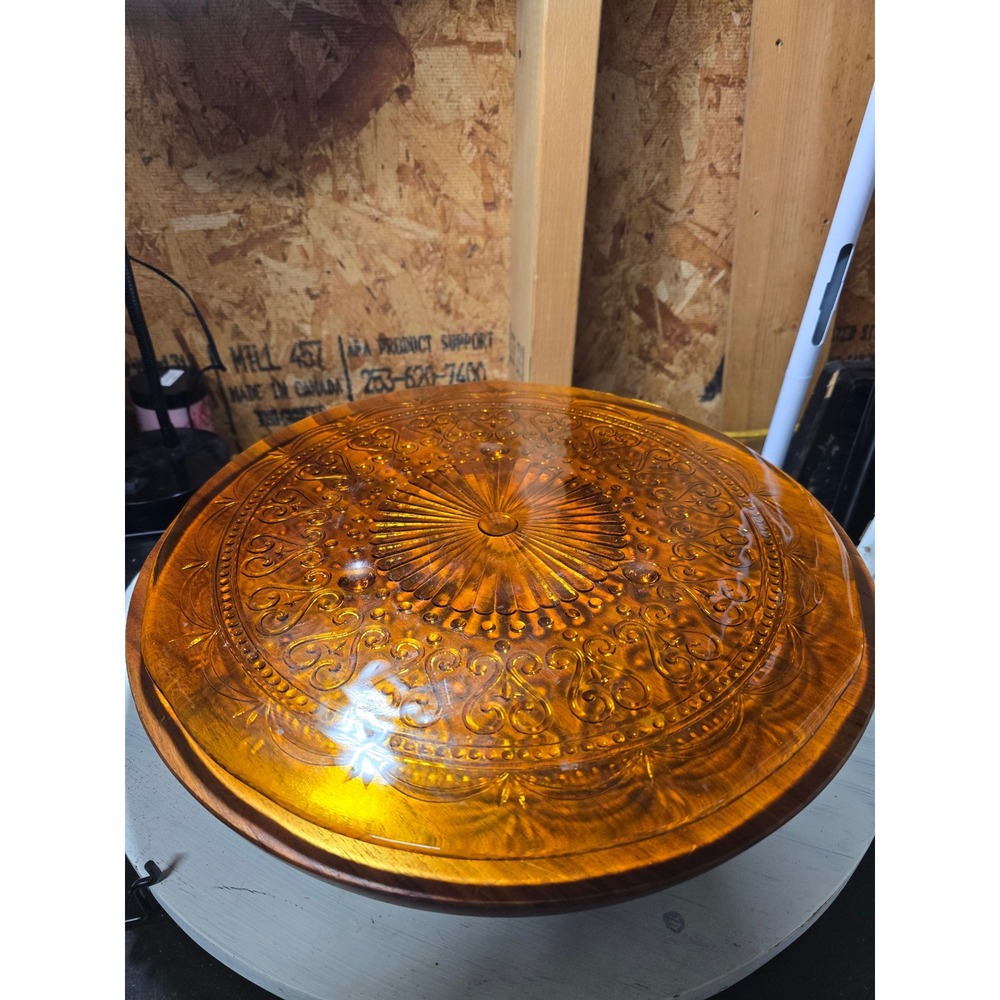 Vintage Tiara Indiana Glass Amber 13" Footed Cake Plate Serving Platter Sandwich